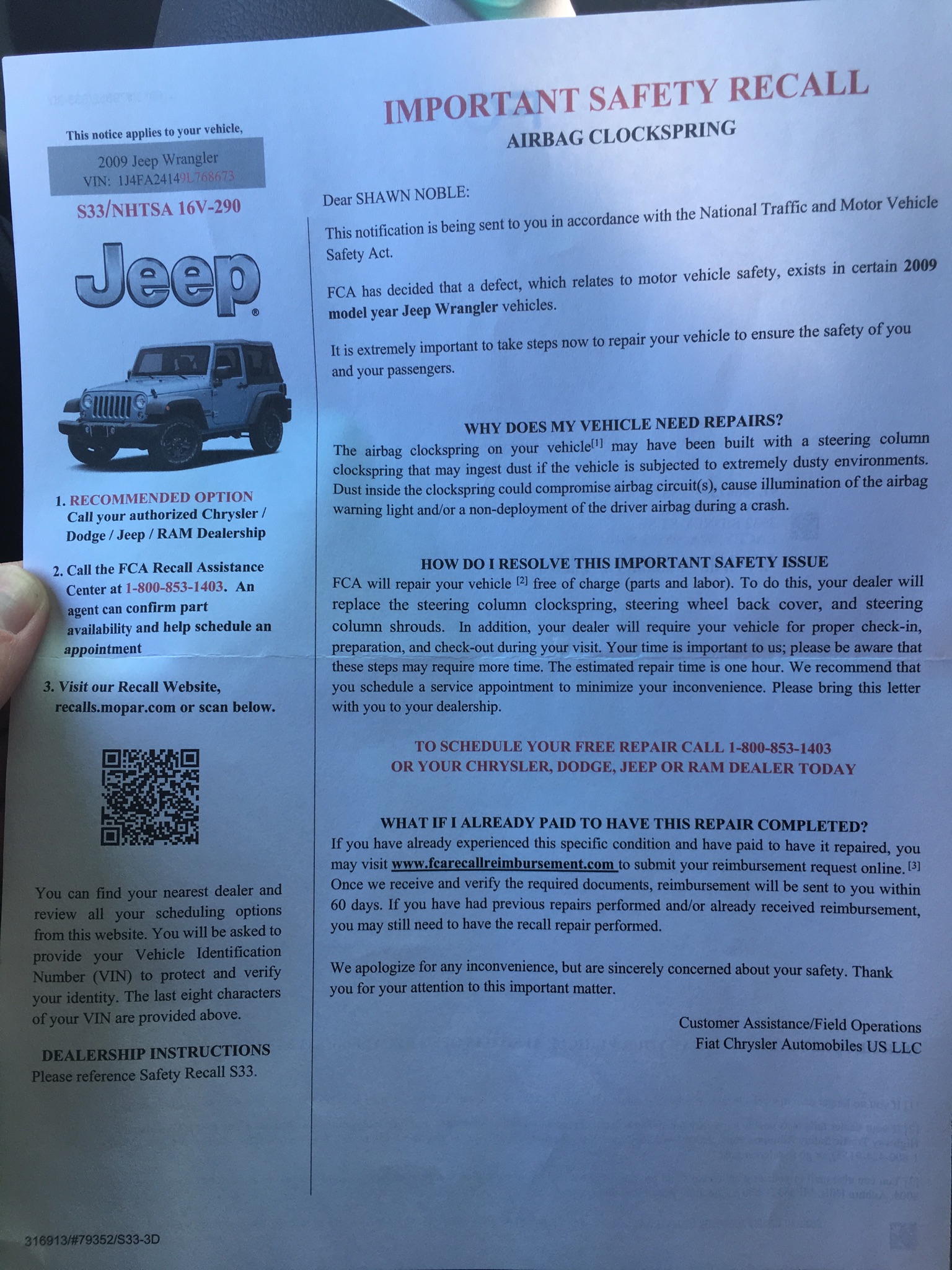 Clockspring Recall / Extended Warranty  - The top destination  for Jeep JK and JL Wrangler news, rumors, and discussion