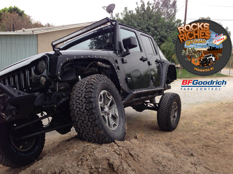 BFGoodrich All-Terrain TA KO2 Tires Mounted on JK Jeep Wrangler with Logo