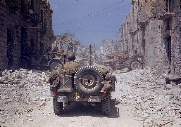 Jeep in war zone