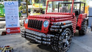 Students Build Wrangler Out of 4,500 Food Cans