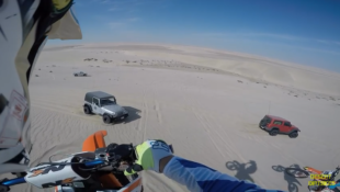 Dirt Bike Accidentally Lands on Jeep After 100-Foot Jump