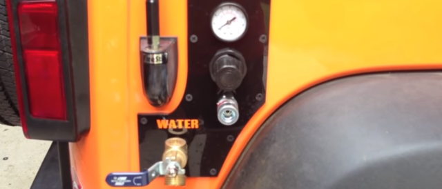 Jeep Wrangler with onboard pressurized water