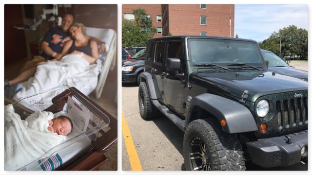 After being born in the back of a Jeep, this kid's nickname will be Wrangler.
