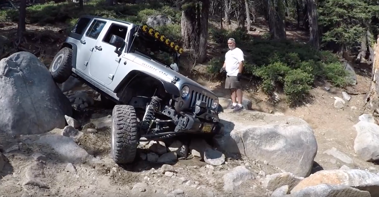 A Jeep Wrangler on the Rubicon Trail