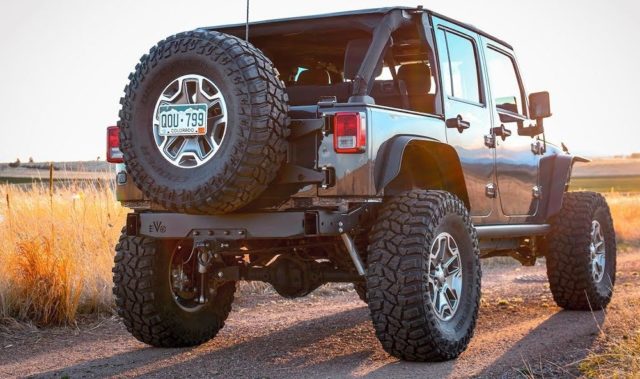 A Jeep Wrangler Unlimited on 37-inch tires.