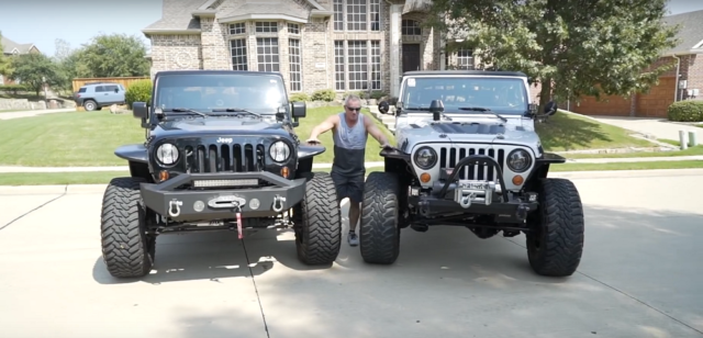 Pair of V8 Jeep Wranglers Leaves Son in Awe