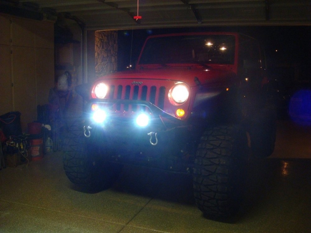 Jeep Wrangler with Custom Bumper and Lights