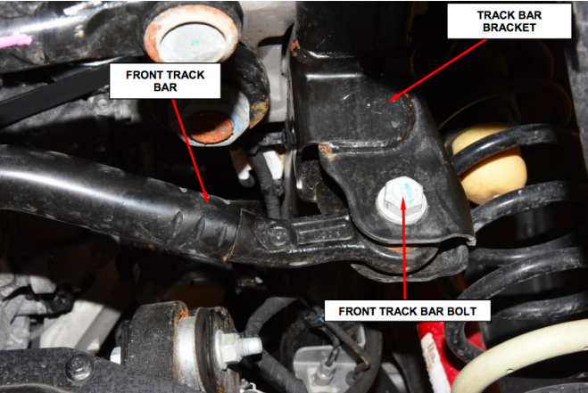 Jeep JL Wrangler recall diagram, outer track bar bracket weld. 