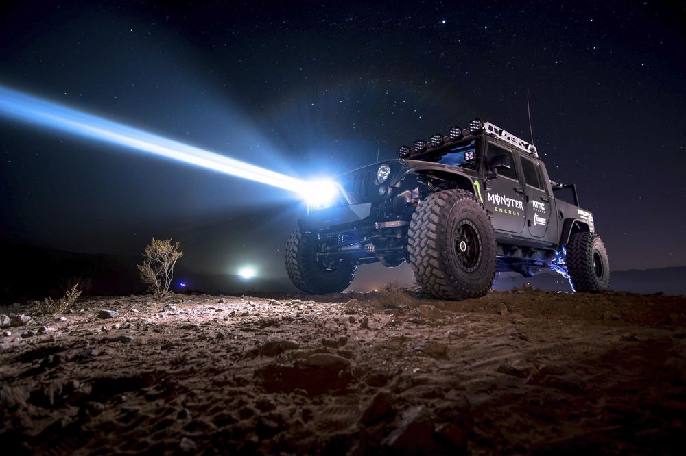 Jeep Blasts Through Pitch Black Darkness with Laser Light Tech
