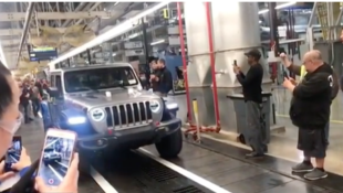 The first Jeep Gladiator rolls off the production line.