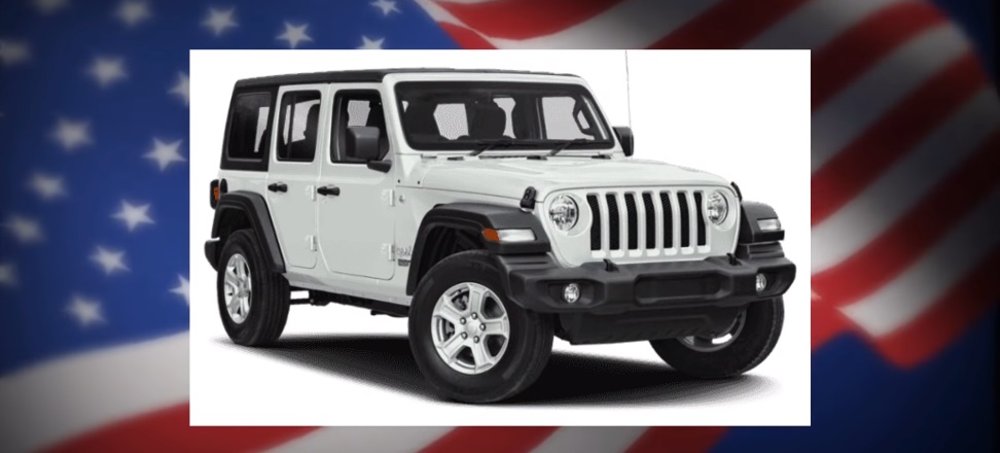 Stock Jeep Wrangler with a Flag