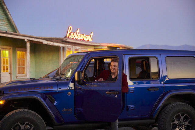 Jeremy Renner with Jeep Wrangler Rubicon Unlimited