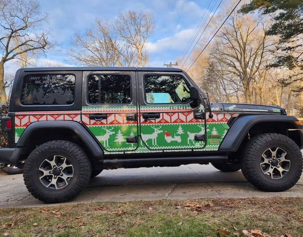 Jeep Wrangler and Gladiator Ugly Christmas Sweater Trail Armor